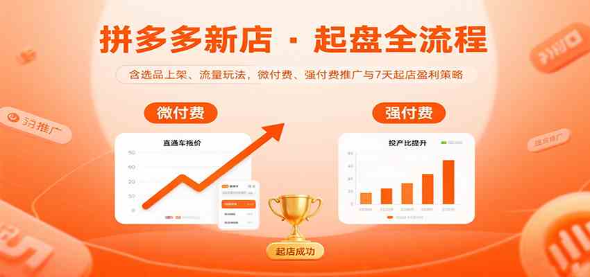 拼多多新店起盘全流程，含选品上架、流量玩法，微付费、强付费推广与7天起店盈利策略-知行阁轻创网-分享网络赚钱项目-全网首发副业项目实操平台-副业创业项目网