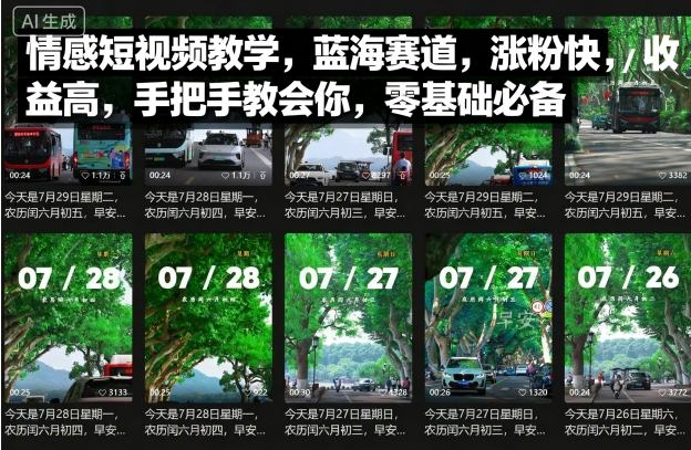 情感短视频教学，蓝海赛道，涨粉快，收益高，手把手教会你，零基础必备-知行阁轻创网-分享网络赚钱项目-全网首发副业项目实操平台-副业创业项目网