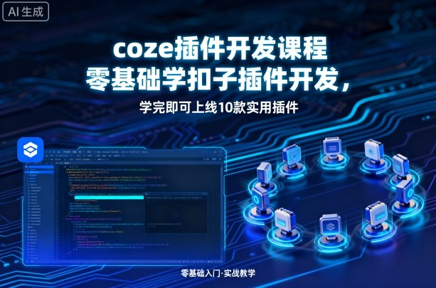 coze插件开发课程，零基础学扣子插件开发，学完即可上线10款实用插件-知行阁轻创网-分享网络赚钱项目-全网首发副业项目实操平台-副业创业项目网