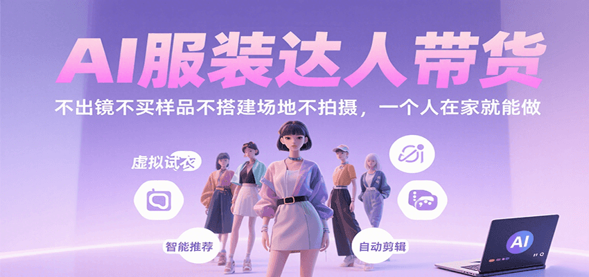 AI服装达人带货，不出镜不买样品不搭建场地不拍摄，一个人在家就能做-知行阁轻创网-分享网络赚钱项目-全网首发副业项目实操平台-副业创业项目网