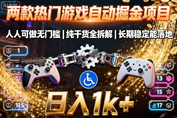 两款热门游戏自动掘金项目，人人可做无门槛，纯干货全拆解，长期稳定能落地，日入1k+【揭秘】-知行阁轻创网-分享网络赚钱项目-全网首发副业项目实操平台-副业创业项目网