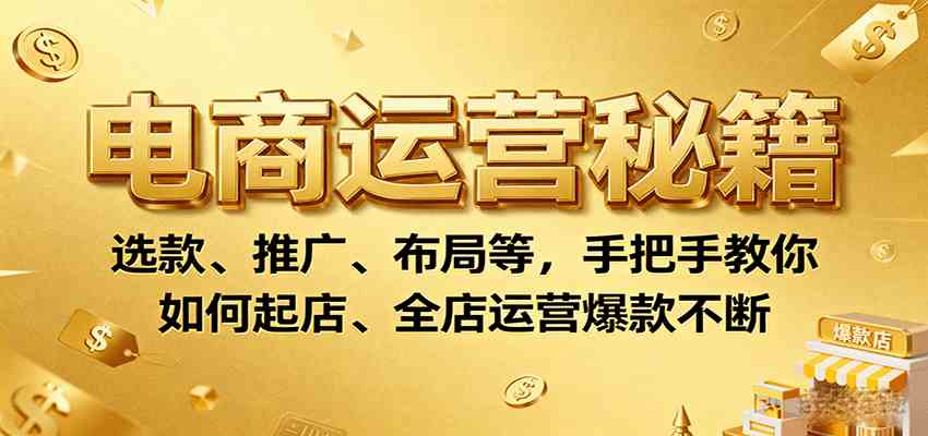 电商运营秘籍：选款、推广、布局等，手把手教你如何起店、全店运营爆款不断-知行阁轻创网-分享网络赚钱项目-全网首发副业项目实操平台-副业创业项目网