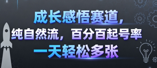 成长感悟赛道，纯自然流，百分百起号率 一天轻松多张-知行阁轻创网-分享网络赚钱项目-全网首发副业项目实操平台-副业创业项目网