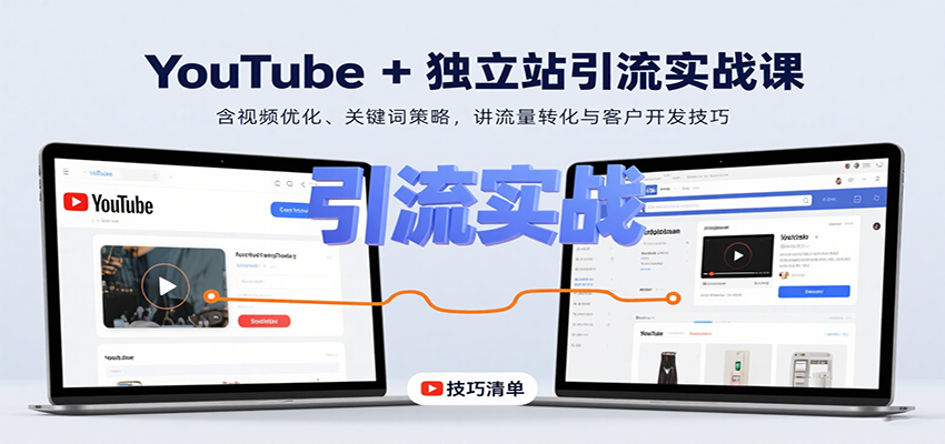 YouTube+独立站引流实战课：含视频优化、关键词策略，讲流量转化与客户开发技巧-知行阁轻创网-分享网络赚钱项目-全网首发副业项目实操平台-副业创业项目网