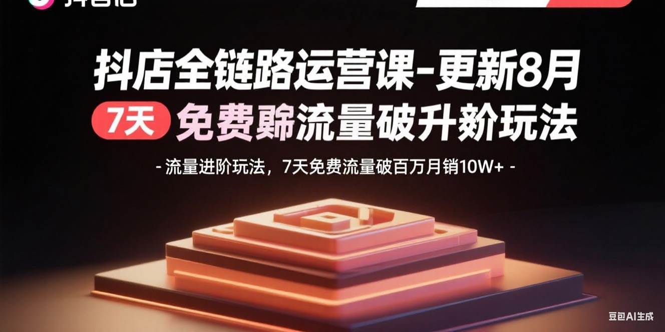 （15918期）抖店全链路运营课-更新8月：流量进阶玩法，7天免费流量破百万月销10W+-知行阁轻创网-分享网络赚钱项目-全网首发副业项目实操平台-副业创业项目网