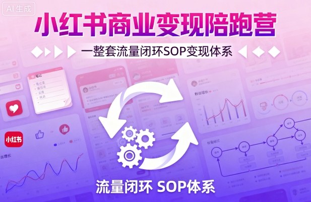 小红书商业变现陪跑营，轻IP矩阵 私域获客 聚光投流，一整套流量闭环SOP变现体系-知行阁轻创网-分享网络赚钱项目-全网首发副业项目实操平台-副业创业项目网