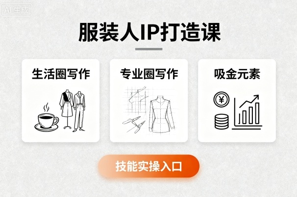 服装人IP打造课，文案创富+生活圈写作+专业圈写作+服装人专属+吸金元素+技能实操-知行阁轻创网-分享网络赚钱项目-全网首发副业项目实操平台-副业创业项目网