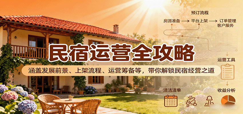民宿运营全攻略：涵盖发展前景、上架流程、运营筹备等，带你解锁民宿经营之道-知行阁轻创网-分享网络赚钱项目-全网首发副业项目实操平台-副业创业项目网