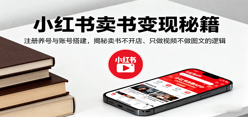 小红书卖书变现秘籍，注册养号与账号搭建，揭秘卖书不开店、只做视频不做图文的逻辑-知行阁轻创网-分享网络赚钱项目-全网首发副业项目实操平台-副业创业项目网