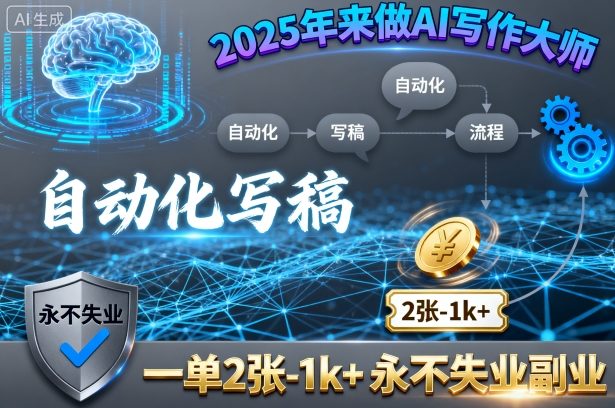 2025年来做AI写作大师，自动化写稿，一单2张-1k+，永不失业副业-知行阁轻创网-分享网络赚钱项目-全网首发副业项目实操平台-副业创业项目网