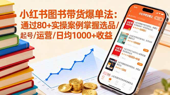 （16015期）小红书图书带货爆单法：通过80+实操案例掌握选品/起号/运营/日均1000+收益-知行阁轻创网-分享网络赚钱项目-全网首发副业项目实操平台-副业创业项目网