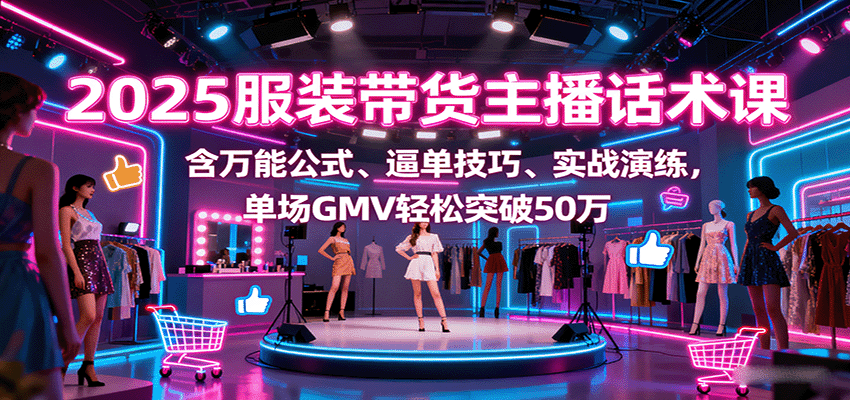 2025服装带货主播话术课，含万能公式、逼单技巧、实战演练，单场GMV轻松突破50万-知行阁轻创网-分享网络赚钱项目-全网首发副业项目实操平台-副业创业项目网