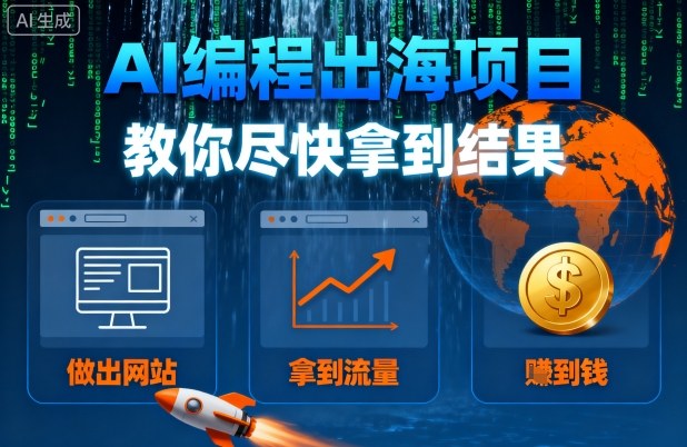 AI编程出海项目，教你尽快拿到结果-做出网站、拿到流量、賺到钱-知行阁轻创网-分享网络赚钱项目-全网首发副业项目实操平台-副业创业项目网