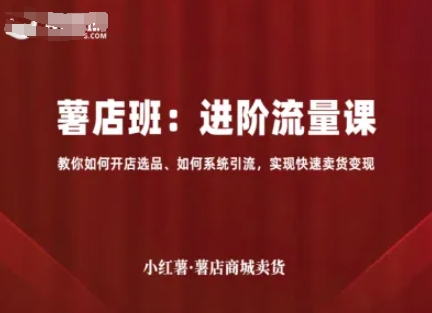 小红薯薯店商城卖货，进阶流量课，教你如何开店选品、如何系统引流，实现快速卖货变现-知行阁轻创网-分享网络赚钱项目-全网首发副业项目实操平台-副业创业项目网