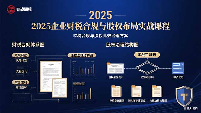2025企业财税合规与股权布局的实战课程：财税合规与股权高效治理方案-知行阁轻创网-分享网络赚钱项目-全网首发副业项目实操平台-副业创业项目网