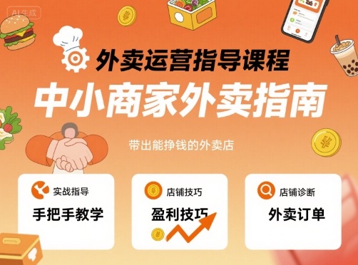 外卖运营指导课程，中小商家外卖指南，手把手带出能挣钱的外卖店-知行阁轻创网-分享网络赚钱项目-全网首发副业项目实操平台-副业创业项目网