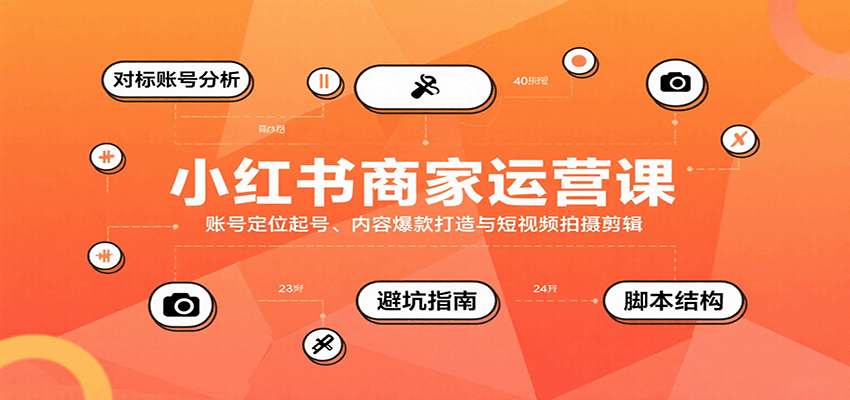 小红书商家运营课，账号定位起号、内容爆款打造与短视频拍摄剪辑-知行阁轻创网-分享网络赚钱项目-全网首发副业项目实操平台-副业创业项目网