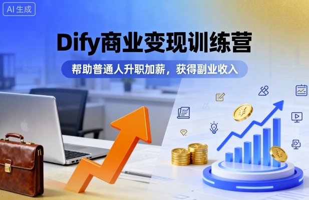 Dify商业变现训练营，帮助普通人升职加薪，获得副业收入-知行阁轻创网-分享网络赚钱项目-全网首发副业项目实操平台-副业创业项目网
