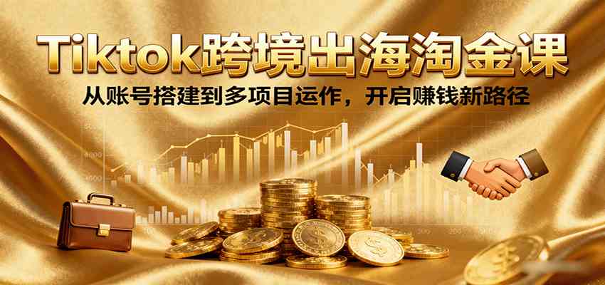 Tiktok跨境出海淘金课，从账号搭建到多项目运作，开启赚钱新路径-知行阁轻创网-分享网络赚钱项目-全网首发副业项目实操平台-副业创业项目网