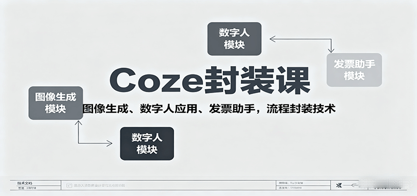 Coze封装课，图像生成、数字人应用、发票助手，流程封装技术-知行阁轻创网-分享网络赚钱项目-全网首发副业项目实操平台-副业创业项目网