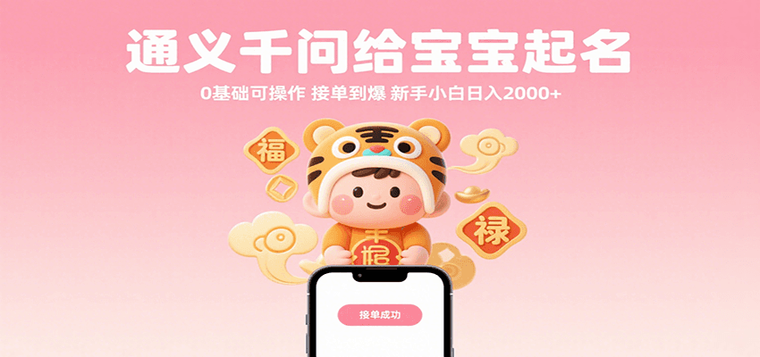 通义千问给宝宝起名 0基础可操作 接单到爆 新手小白日入2000+-知行阁轻创网-分享网络赚钱项目-全网首发副业项目实操平台-副业创业项目网
