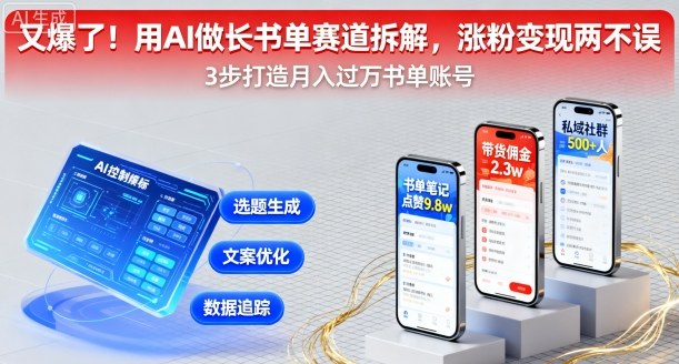 又爆了！用AI做长书单赛道拆解，涨粉变现两不误-知行阁轻创网-分享网络赚钱项目-全网首发副业项目实操平台-副业创业项目网