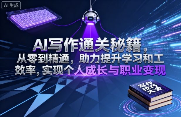 AI写作通关秘籍，从零到精通，助力提升学习和工作效率，实现个人成长与职业变现-知行阁轻创网-分享网络赚钱项目-全网首发副业项目实操平台-副业创业项目网