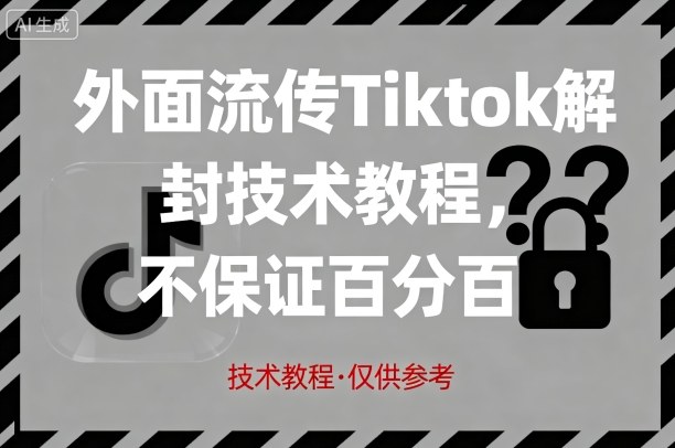 外面流传Tiktok解封技术教程，不保证百分百，具体自测-知行阁轻创网-分享网络赚钱项目-全网首发副业项目实操平台-副业创业项目网