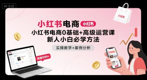 小红书电商0基础+高级运营课，新人小白必学方法，实操教学+案例分析-知行阁轻创网-分享网络赚钱项目-全网首发副业项目实操平台-副业创业项目网