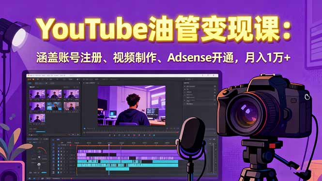 2025YouTube油管变现课：涵盖账号注册、视频制作、Adsense开通，月入1万+-知行阁轻创网-分享网络赚钱项目-全网首发副业项目实操平台-副业创业项目网