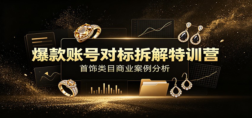 爆款账号对标拆解特训营：首饰类目商业案例分析，配套完整资料内容-知行阁轻创网-分享网络赚钱项目-全网首发副业项目实操平台-副业创业项目网
