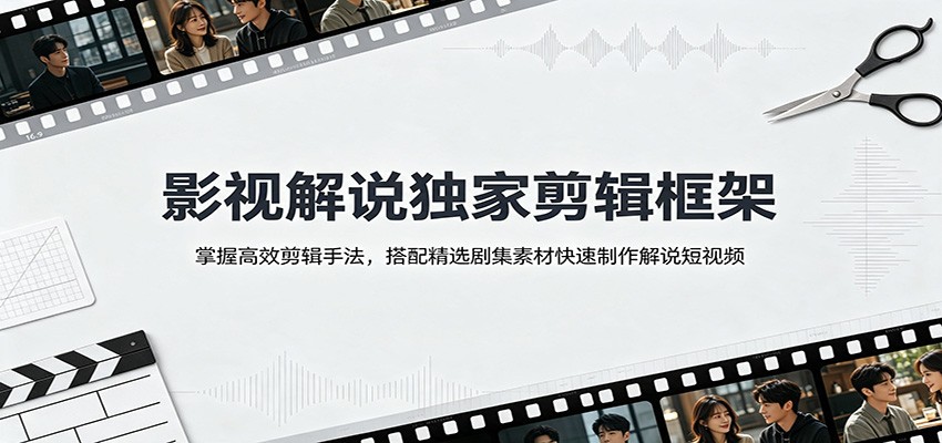 影视解说独家剪辑框架:掌握高效剪辑手法,搭配精选剧集素材快速制作解说短视频-知行阁轻创网-分享网络赚钱项目-全网首发副业项目实操平台-副业创业项目网