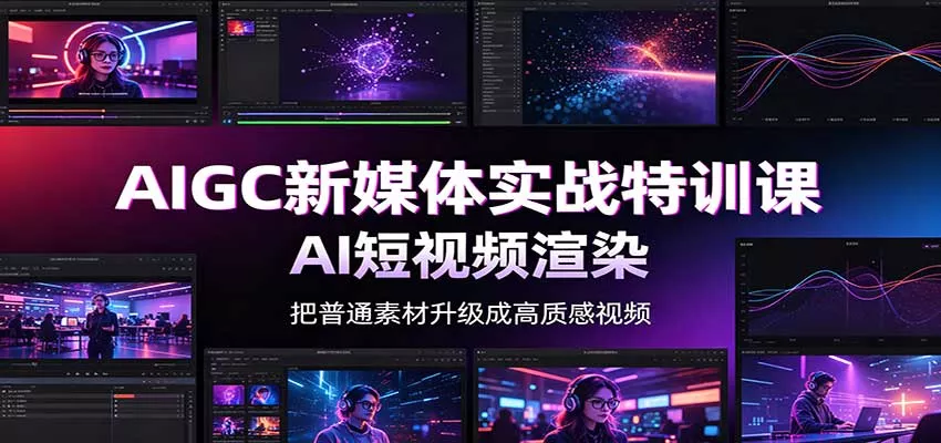 AIGC新媒体实战特训课：工具入门实操，AI短视频渲染，数字人商业视频制作-知行阁轻创网-分享网络赚钱项目-全网首发副业项目实操平台-副业创业项目网
