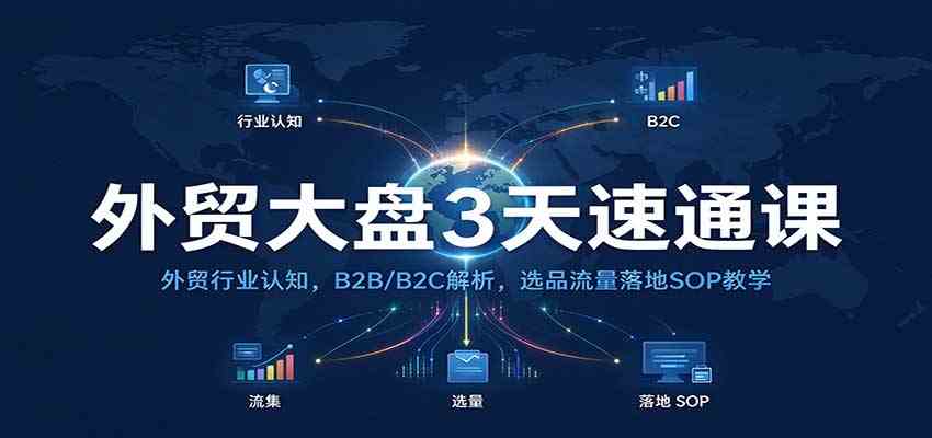 外贸大盘3天速通课：外贸行业认知，B2B/B2C解析，选品流量落地SOP教学-知行阁轻创网-分享网络赚钱项目-全网首发副业项目实操平台-副业创业项目网