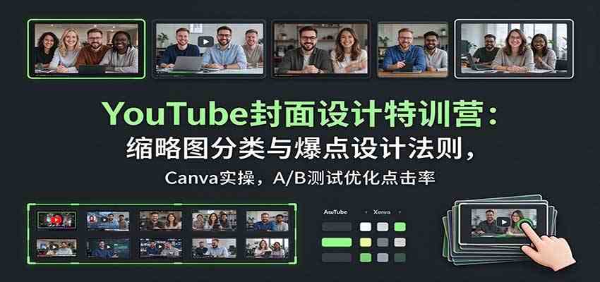 YouTube封面设计特训营：缩略图分类与爆点设计法则，Canva实操，A/B测试优化点击率-知行阁轻创网-分享网络赚钱项目-全网首发副业项目实操平台-副业创业项目网