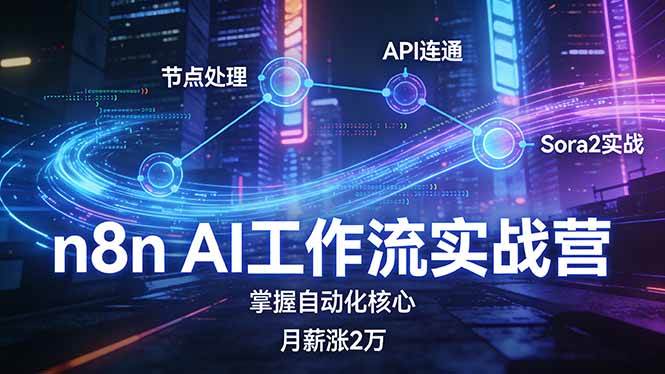 （17458期）n8n AI工作流实战营，节点处理+API连通+Sora2实战，掌握自动化核心月薪涨2万-知行阁轻创网-分享网络赚钱项目-全网首发副业项目实操平台-副业创业项目网