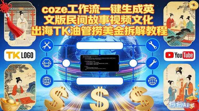Coze扣子工作流一键生成英文版民间故事视频，文化出海TK油管捞美金拆解教程-知行阁轻创网-分享网络赚钱项目-全网首发副业项目实操平台-副业创业项目网