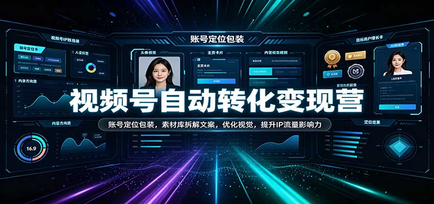 视频号自动转化变现营：账号定位包装，素材库拆解文案，优化视觉，提升IP流量影响力-知行阁轻创网-分享网络赚钱项目-全网首发副业项目实操平台-副业创业项目网