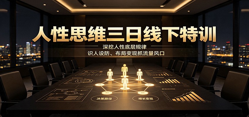 人性思维三日线下特训:深挖人性底层规律,识人设防、布局变现抓流量风口-知行阁轻创网-分享网络赚钱项目-全网首发副业项目实操平台-副业创业项目网