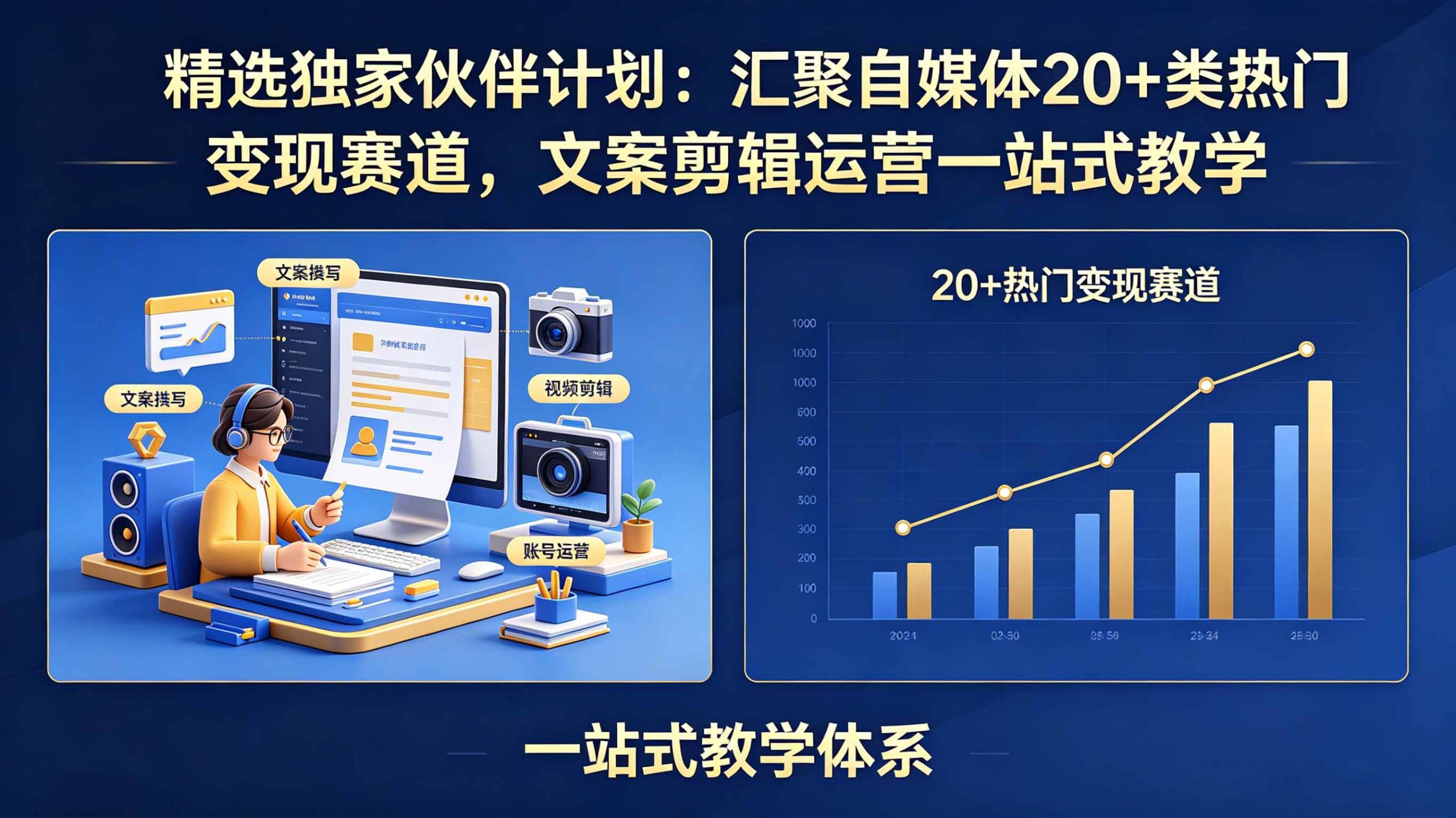（18478期）精选独家伙伴计划：汇聚自媒体20+类热门变现赛道，文案剪辑运营一站式教学-知行阁轻创网-分享网络赚钱项目-全网首发副业项目实操平台-副业创业项目网
