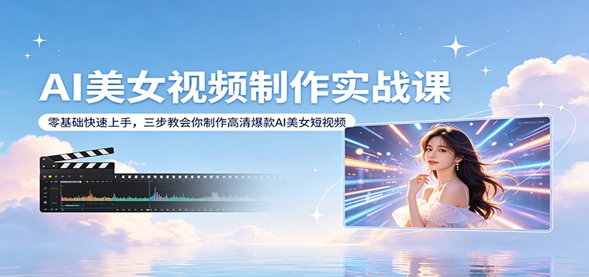 AI美女视频制作实战课:零基础快速上手,三步教会你制作高清爆款AI美女短视频-知行阁轻创网-分享网络赚钱项目-全网首发副业项目实操平台-副业创业项目网