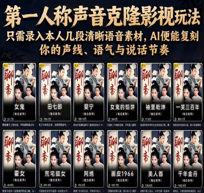 第一人称声音克隆影视玩法，只需录入本人几段清晰语音素材，AI便能复刻你的声线、语气与说话节奏-知行阁轻创网-分享网络赚钱项目-全网首发副业项目实操平台-副业创业项目网