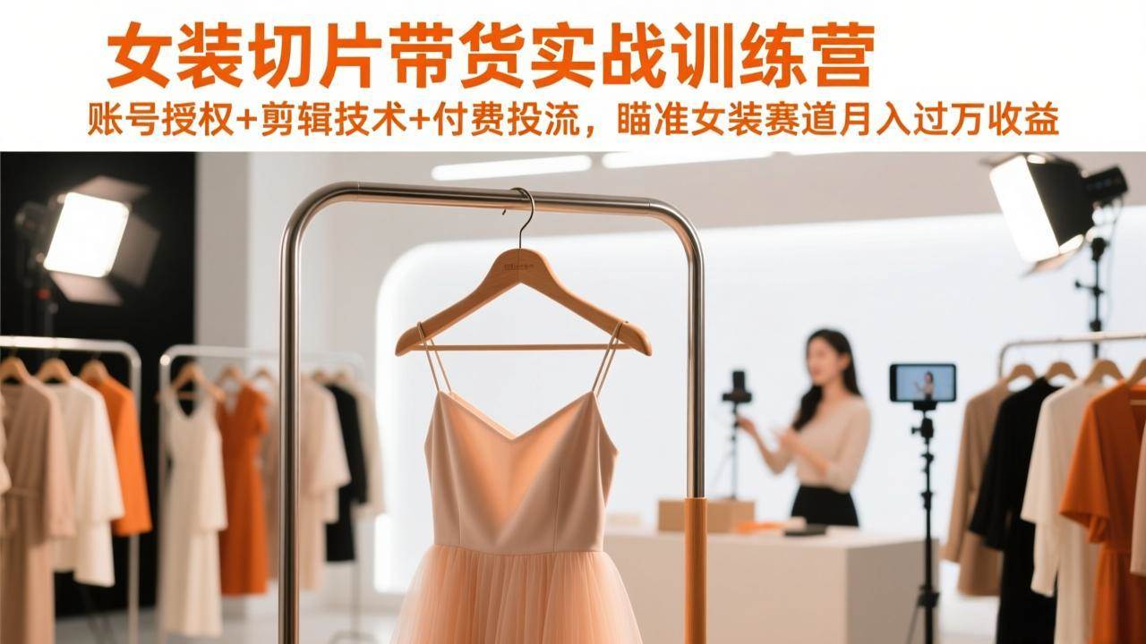 （17357期）女装切片带货实战训练营，账号授权+剪辑技术+付费投流，瞄准女装赛道月入过万收益-知行阁轻创网-分享网络赚钱项目-全网首发副业项目实操平台-副业创业项目网