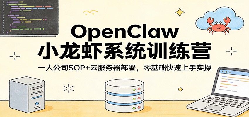 OpenClaw小龙虾系统训练营：一人公司SOP，云服务器部署，零基础快速上手实操-知行阁轻创网-分享网络赚钱项目-全网首发副业项目实操平台-副业创业项目网