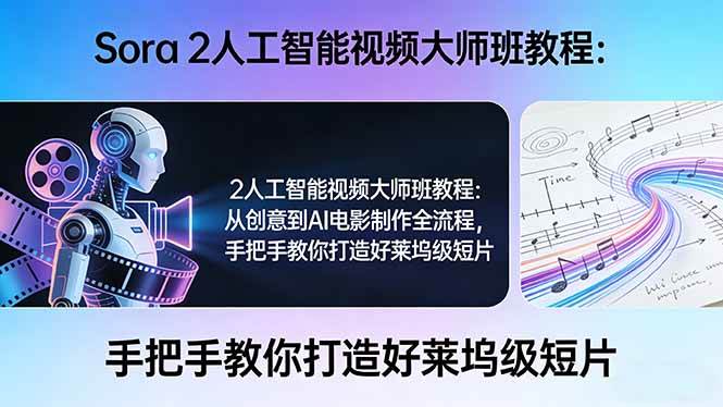 （17688期）Sora 2人工智能视频大师班教程：从创意到AI电影制作全流程，手把手教你打造好莱坞级短片-知行阁轻创网-分享网络赚钱项目-全网首发副业项目实操平台-副业创业项目网