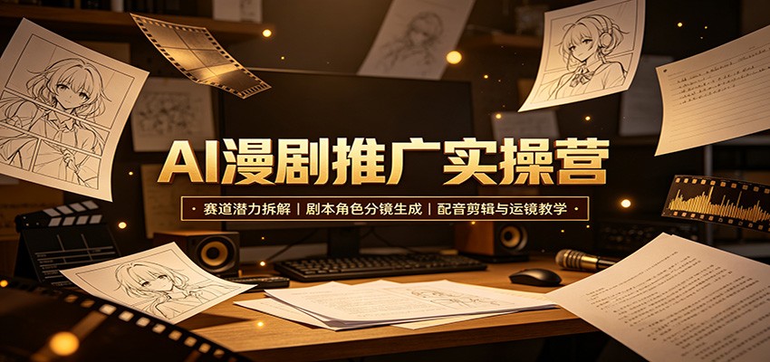 AI漫剧推广实操营：赛道潜力拆解，剧本角色分镜生成，配音剪辑与运镜教学-知行阁轻创网-分享网络赚钱项目-全网首发副业项目实操平台-副业创业项目网