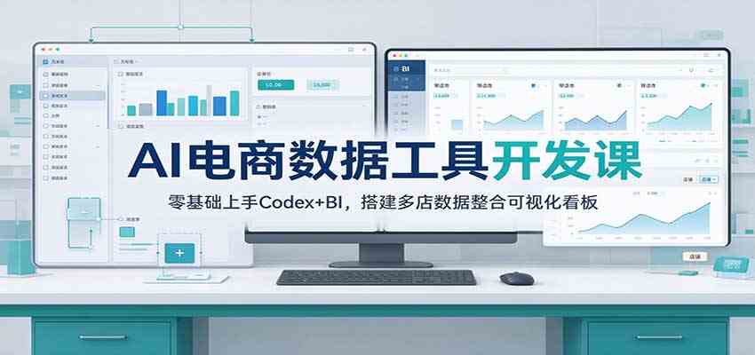 AI电商数据工具开发课：零基础上手Codex+BI，搭建多店数据整合可视化看板-知行阁轻创网-分享网络赚钱项目-全网首发副业项目实操平台-副业创业项目网