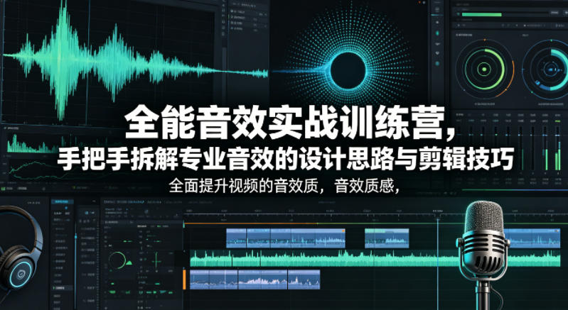 全能音效实战训练营，手把手拆解专业音效的设计思路与剪辑技巧，全面提升视频的音效质感-知行阁轻创网-分享网络赚钱项目-全网首发副业项目实操平台-副业创业项目网
