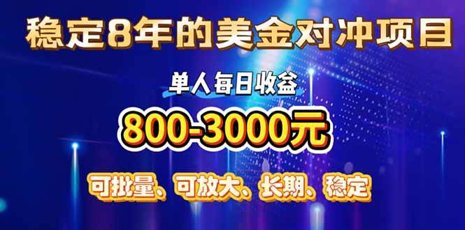 （15782期）稳定8年的美金对冲创业项目，单人每日收益800-3000，小众暴力项目-知行阁轻创网-分享网络赚钱项目-全网首发副业项目实操平台-副业创业项目网