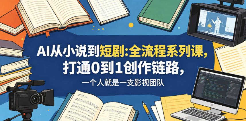 AI从小说到短剧全流程系列课，打通0到1创作链路，一个人就是一支影视团队-知行阁轻创网-分享网络赚钱项目-全网首发副业项目实操平台-副业创业项目网